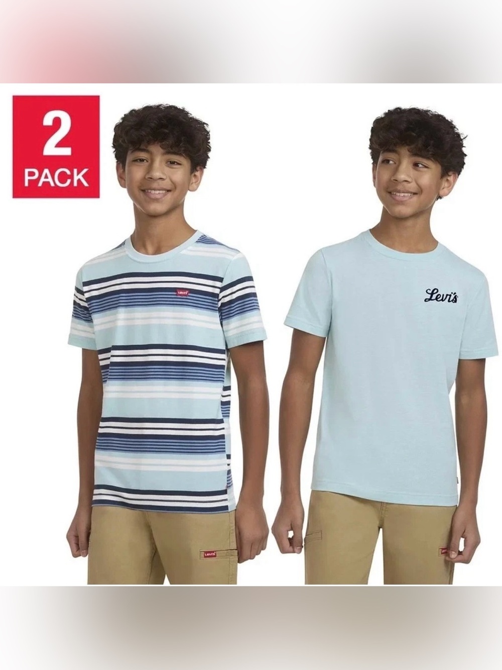 Levi's Pack Of 2 Graphics + Stripes Tees Youth XL 18/20 Short Sleeve Crew Neck